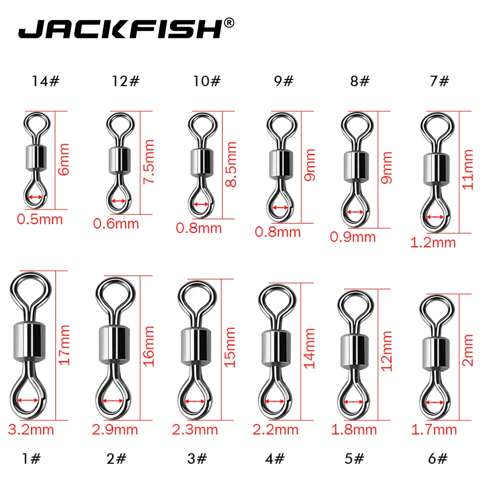 Рыболовный коннектор JACKFISH 8-слойное кольцо вращающееся вертлюжное твердое 50