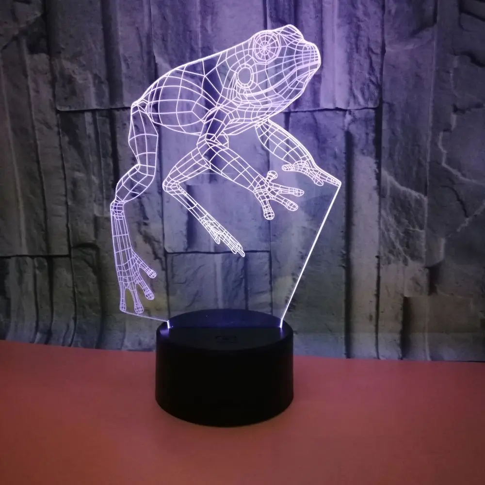 Лягушка 3d лампа ночник Сенсорный пульт милый 7 цветов Изменение 3D Рождественский