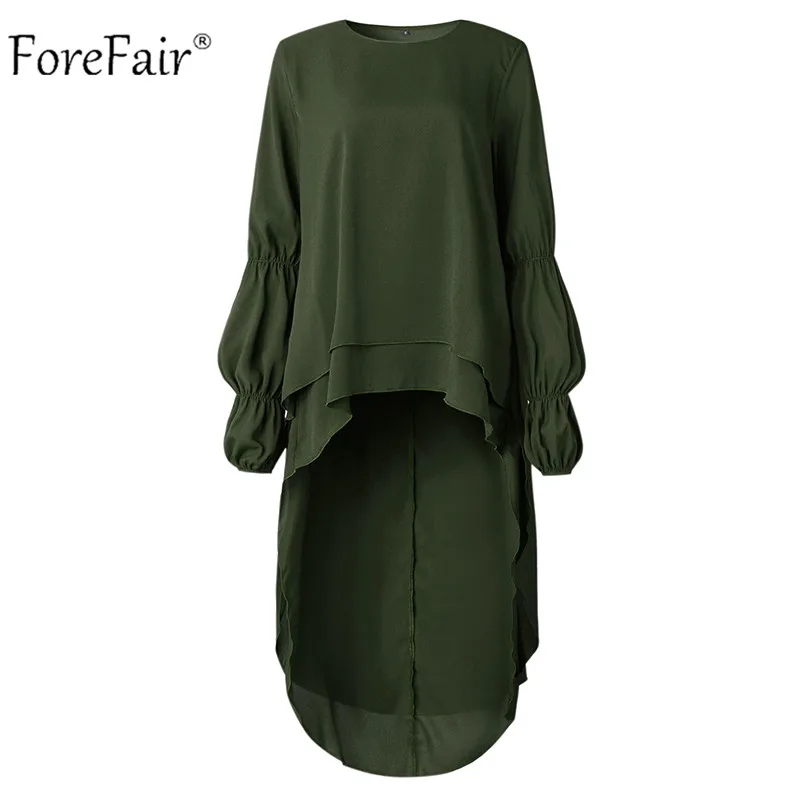 Forefair, свободная женская блузка с длинным рукавом и оборками, осень, шифоновая Повседневная рубашка с рукавом-фонариком размера плюс, женская блузка s