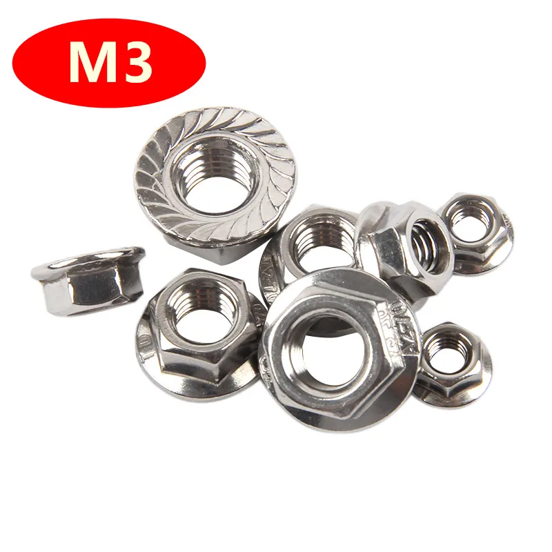 

Фланцевые шестигранные гайки M3 из нержавеющей стали 304, 100 шт.