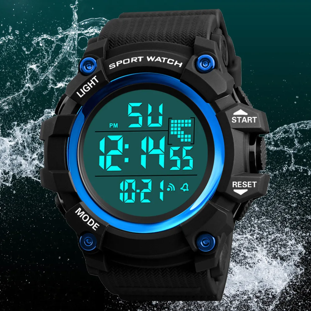 

HONHX 2019 Men Sport Watches LED Waterproof Men Military Analog Digital Military Date Rubber Wrist Watch Relogio Clock reloj Q