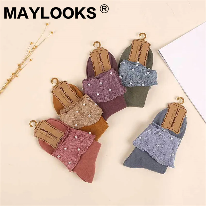 Maylooks/Новинка японские носки сезон осень-зима свободные хлопковые с закрытым