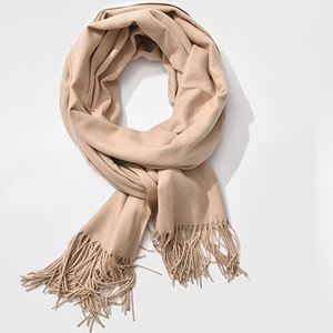 beige Luna& Dolphin, Женские однотонные кашемировые шарфы с кисточками, зимний толстый теплый шарф, высокое качество, Женская шаль, Пашмина, палантин - Цвет: beige