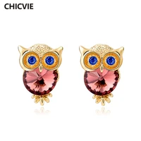 chicvie crystal owl drop earrings for women vintage gold statement earring classic wedding bridal jewelry love earring