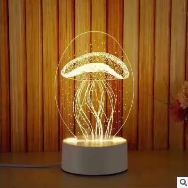 3D светодиодный Настольный светильник Медуза Сова ночной Светильник ABS+ Смола мульти-дизайн лампа для детской спальни - Испускаемый цвет: Jellyfish