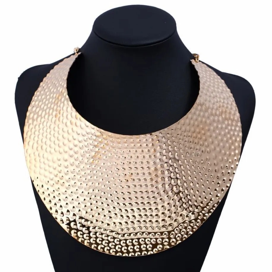 

Punk Style Large Hammered Metal Fashionable Bib Collar Necklace