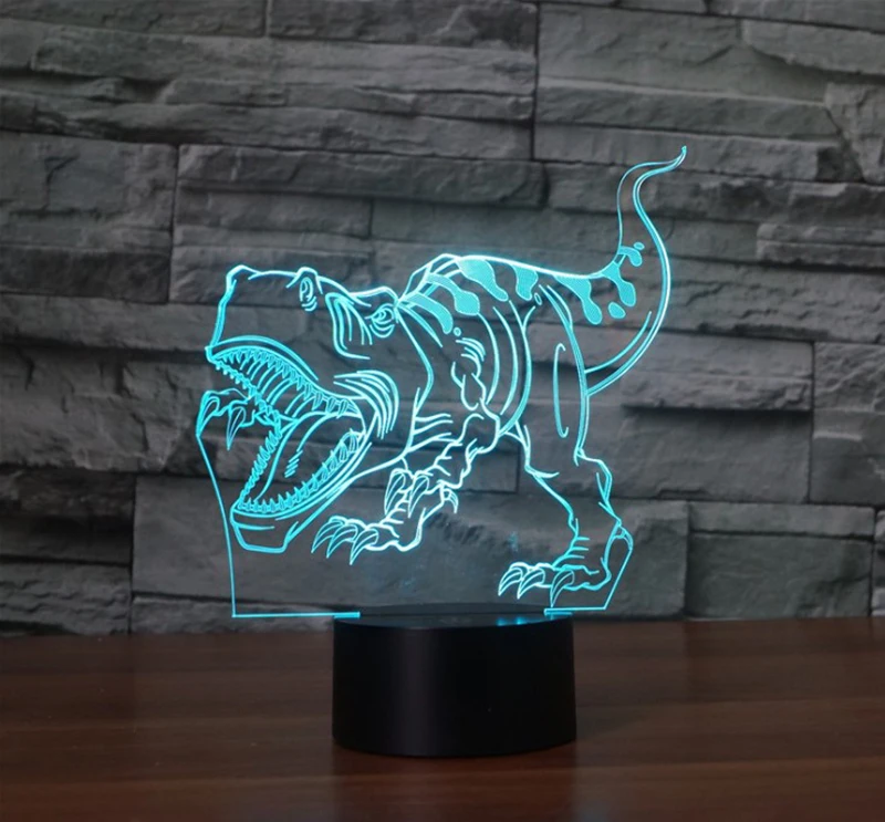 Динозавр 3D огни красочный сенсорный светодиодный свет видения дистанционного декоративные подарки