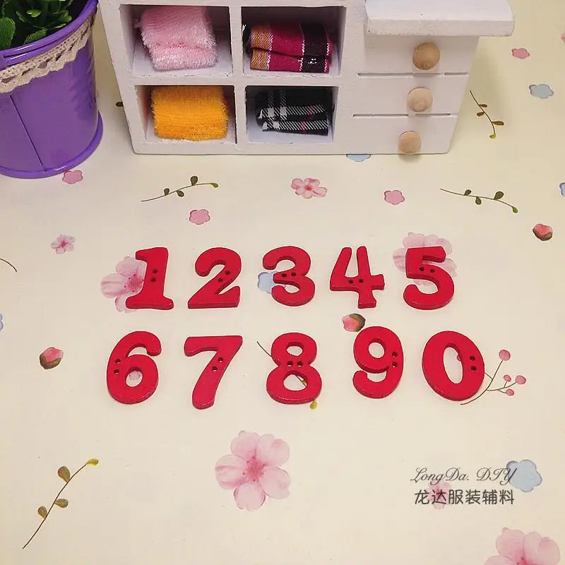 Цветные цифровые деревянные пуговицы 0 9 Детские декоративные зеленые желтые