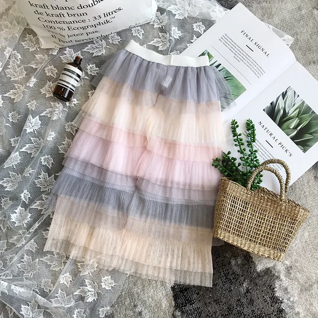 

Rlyaeiz High Quality Baby Girls Skirts 2019 Summer Fashion Colorful Patchwork Girls Skirts Fluffy Soft Tulle Girls Elastic Skirt