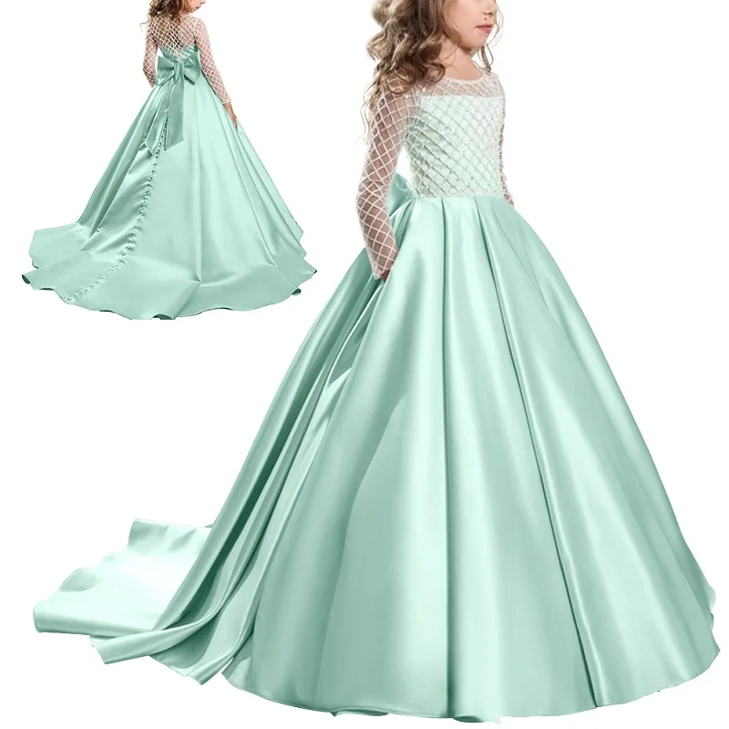 Mint Green Элегантное платье принцессы для девочек; платья подружки невесты для девочек на свадьбу; вечерние платья для первого причастия; платье для девочек на день рождения; Платье для фотосессии - Цвет: Mint Green