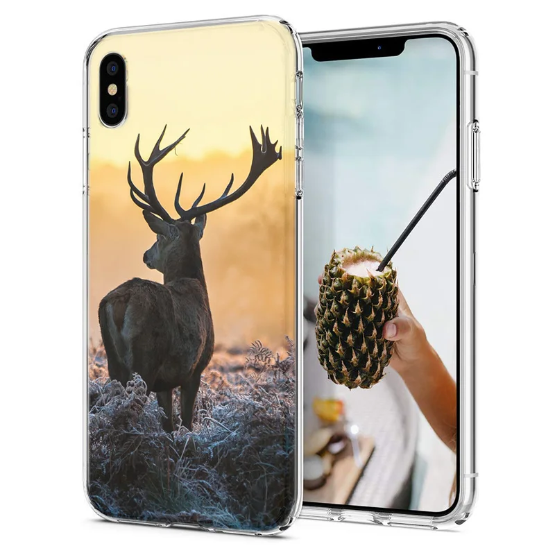 Мягкий чехол для телефона iPhone X XS XR чехлы из ТПУ с красочным рисунком льва волка