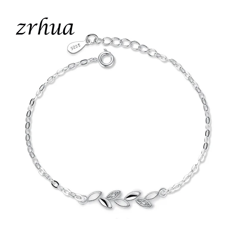 ZRHUA новый стиль модный браслет браслеты серебряного цвета с листьями цирконием
