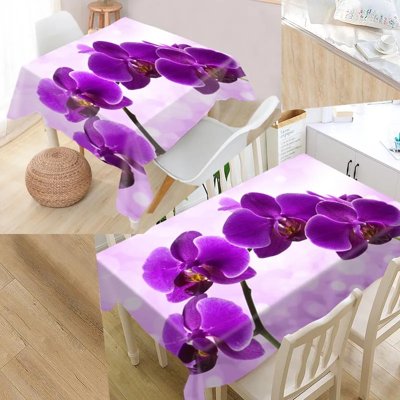 New Arrival Custom Orchid Closeup Table Cloth Waterproof Oxford Fabric Rectangular Tablecloth Home Party | Дом и сад