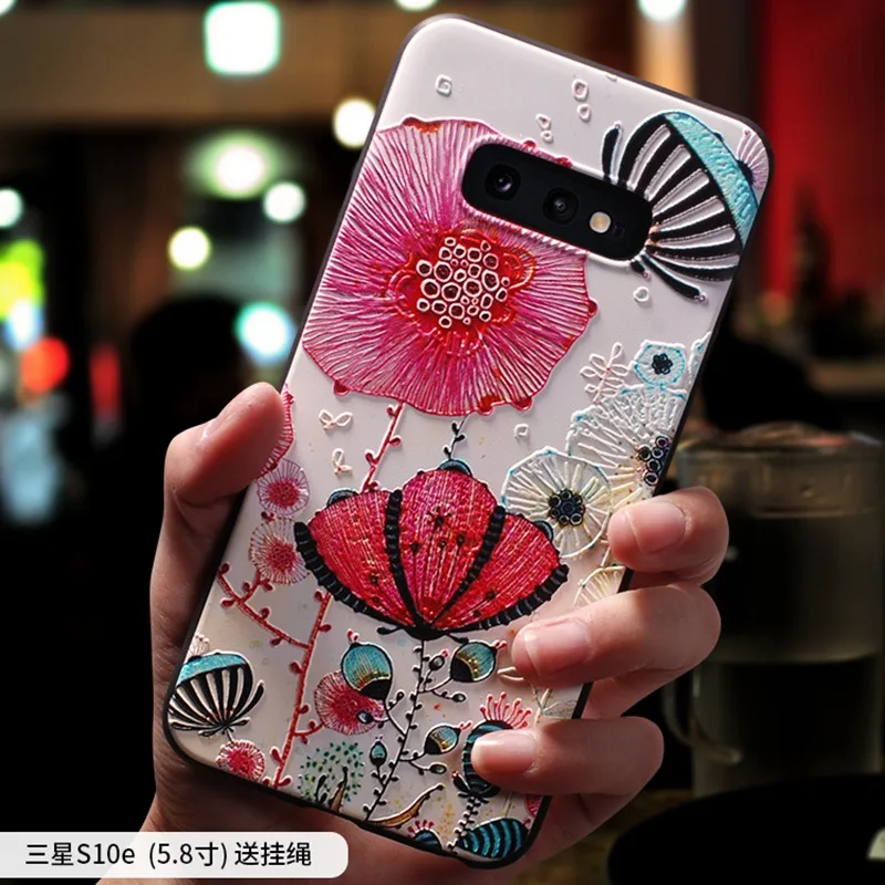 Древняя китайская вышивка Тотем тиснение цветок рельефный чехол для Samsung galaxy S10
