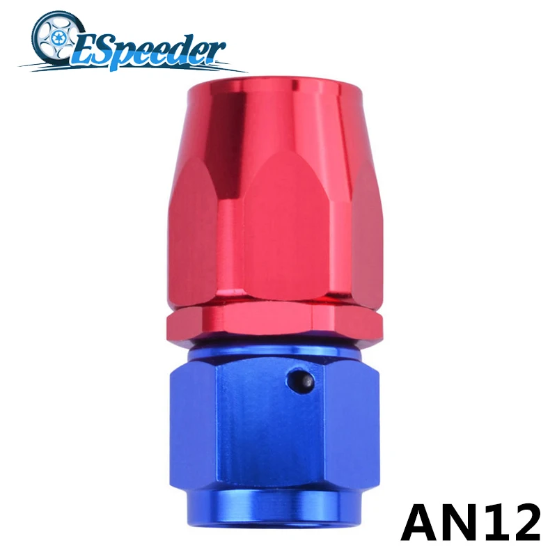 ESPEEDER AN 12 Straight Anoized Aluminium Fitting 0 Degree Swivel Elbow Fitting Oil Fuel Line Adapter Hose End Oil Fuel Fitting