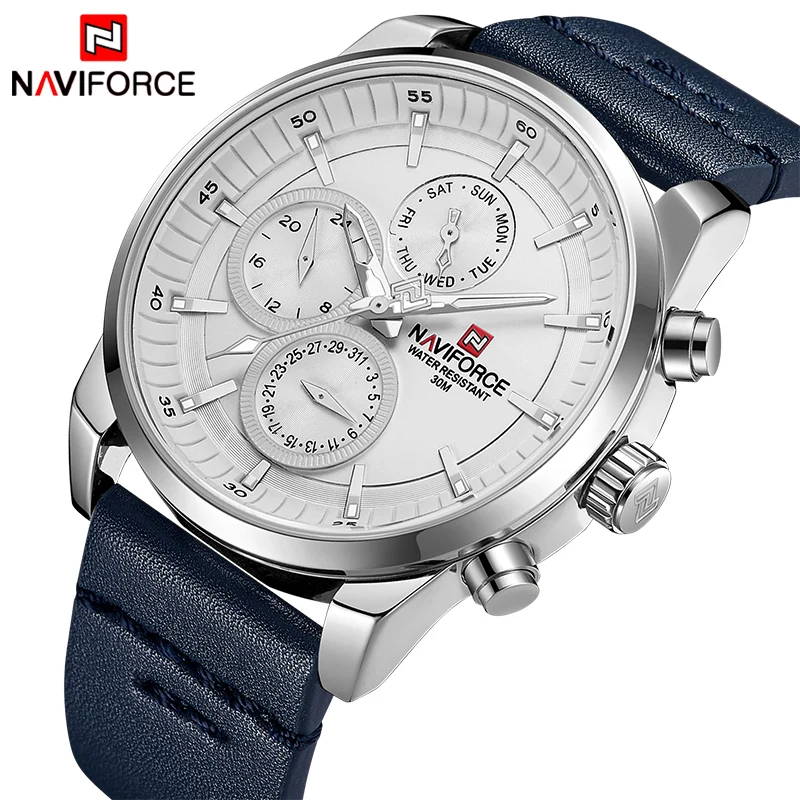 

Mens Watches NAVIFORCE Top Brand Luxury Waterproof 24 hour Date Quartz Watch Man Fashion Leather Sport Wrist Watch Men Clock