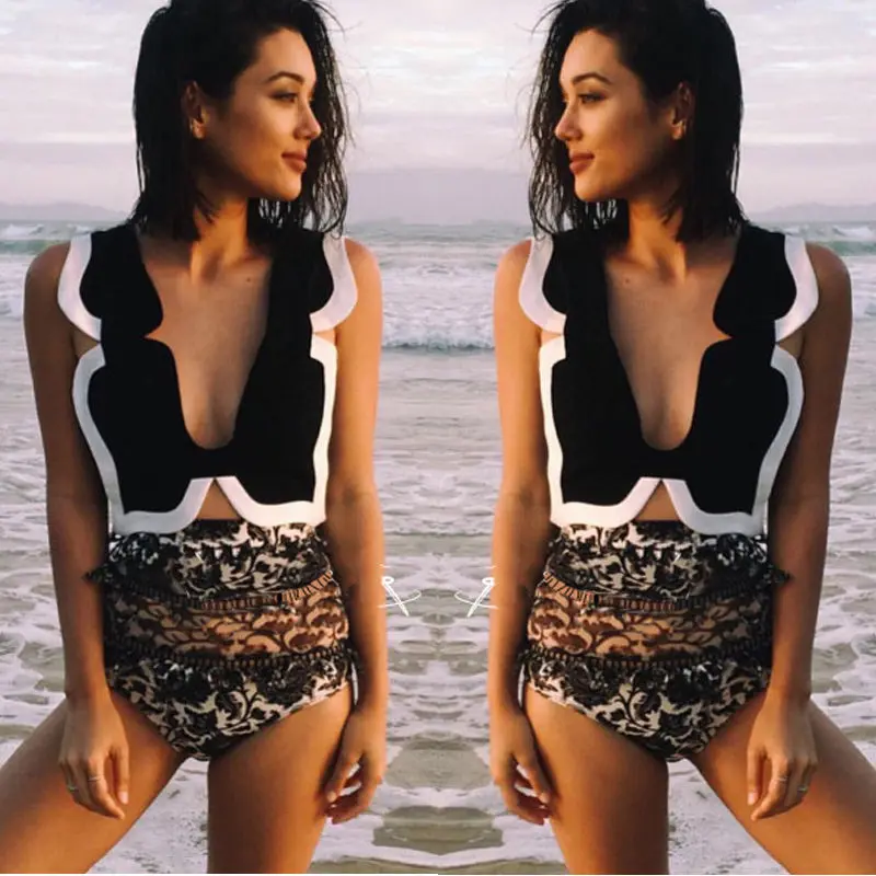 

2018 Women High Waist Bikini Set Push-up Padded Bra Swimsuit Swimwear Triangle Bathing Suit Biquini