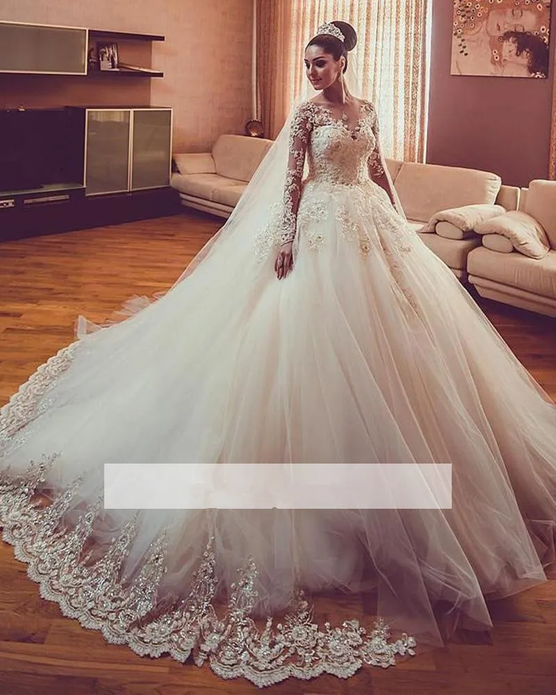 Vestido De Noiva/ мусульманское свадебное платье бальное фатиновое платье с аппликацией кристаллов Дубай арабское свадебное платье невесты