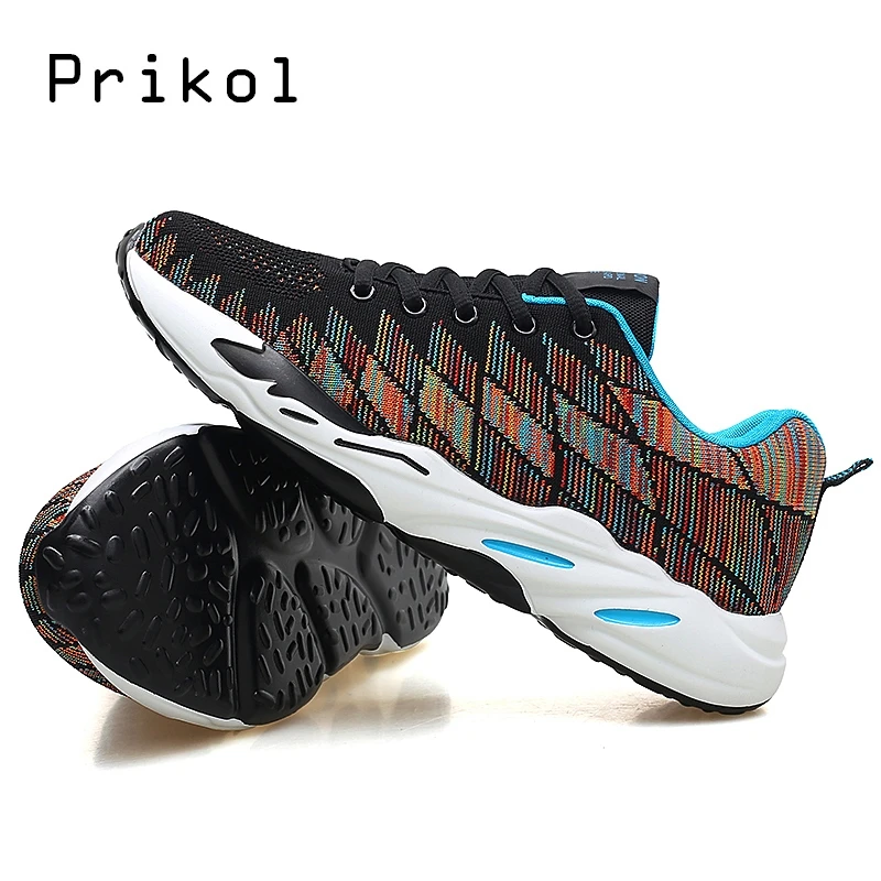 Prikol бренд Для мужчин спортивные Обувь Мода Бег легкий спортивный Fly Knit Спортивная