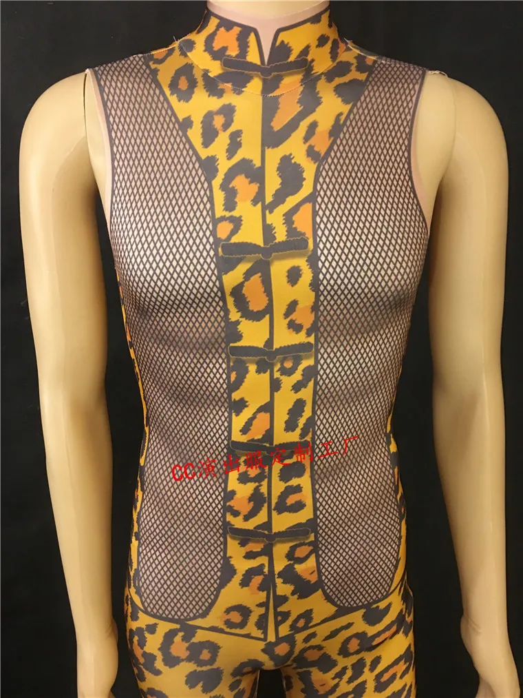 Женское и мужское Новое сексуальное Сетчатое платье с леопардовым принтом без