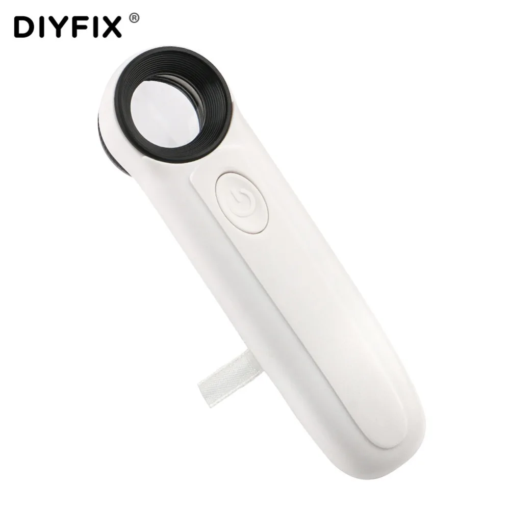 DIYFIX 2 светодиодный светильник ручная лупа для чтения оптическая Лупа 40X