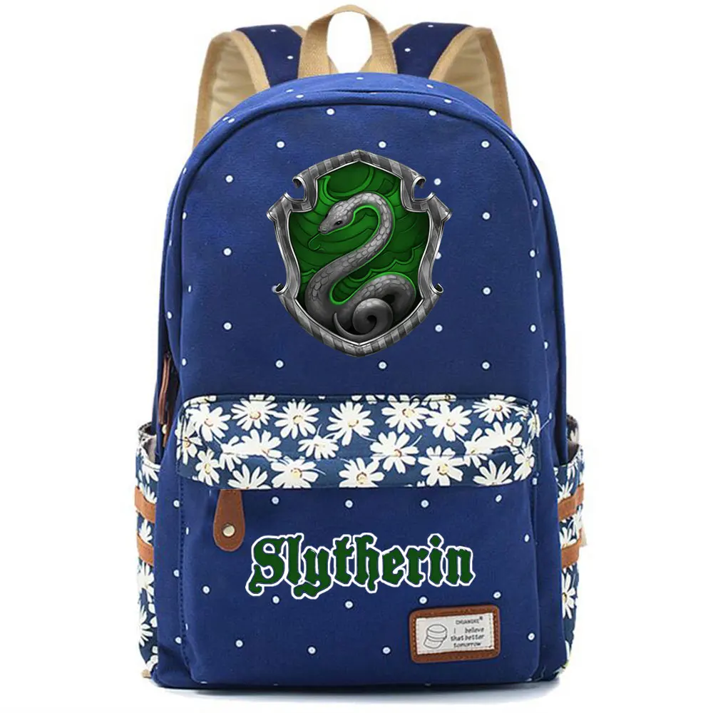 Волшебная школьная сумка Shool Slytherin Gryffindor с цветами в горошек для мальчиков и