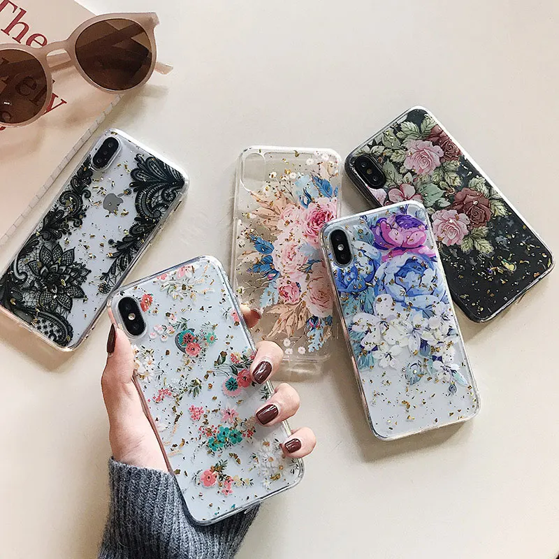 Силиконовый чехол Boucho Flower для iPhone XS Max XR розовые цветочные чехлы X 8 7 6 6S Plus