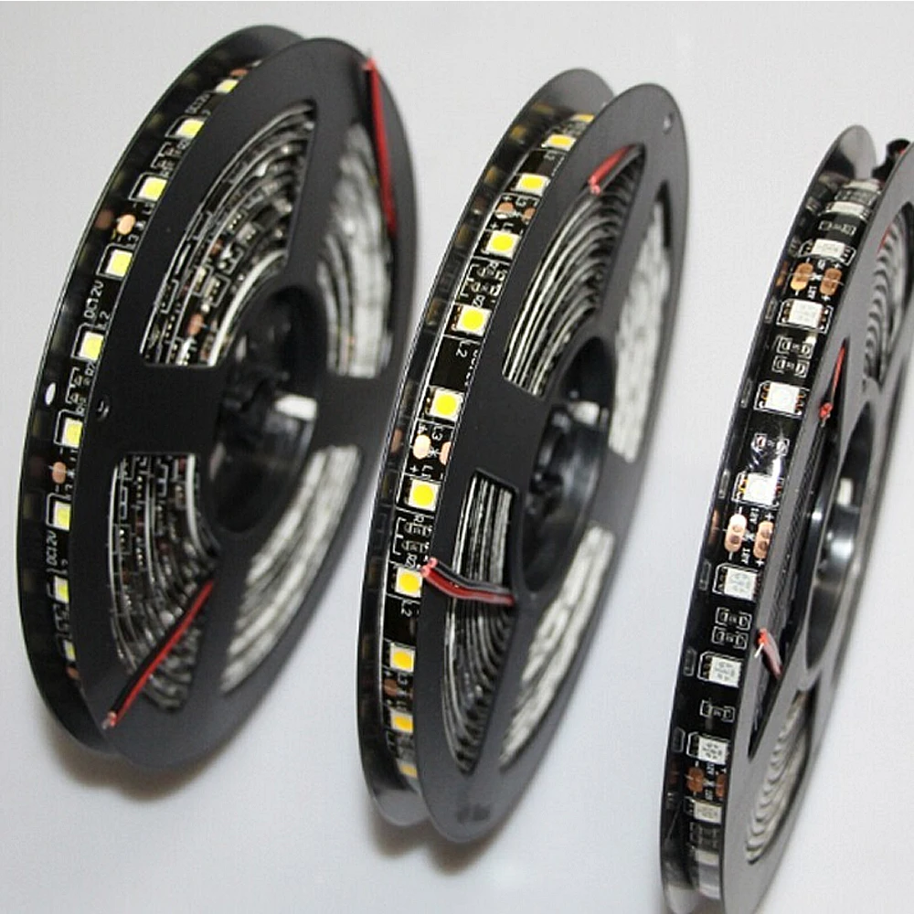 СВЕТОДИОДНЫЕ Полосы 5050 Черный ПЕЧАТНОЙ ПЛАТЫ DC12V Гибкий Свет 60 LED/м 5 м/лот RGB LED