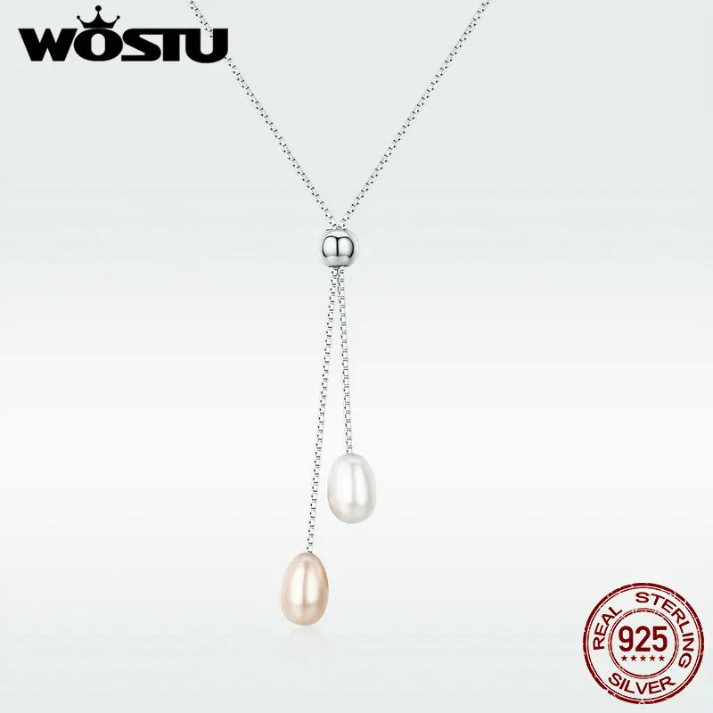 WOSTU романтичное Стерлинговое Серебро 925 пробы сверкающий пресноводный жемчуг