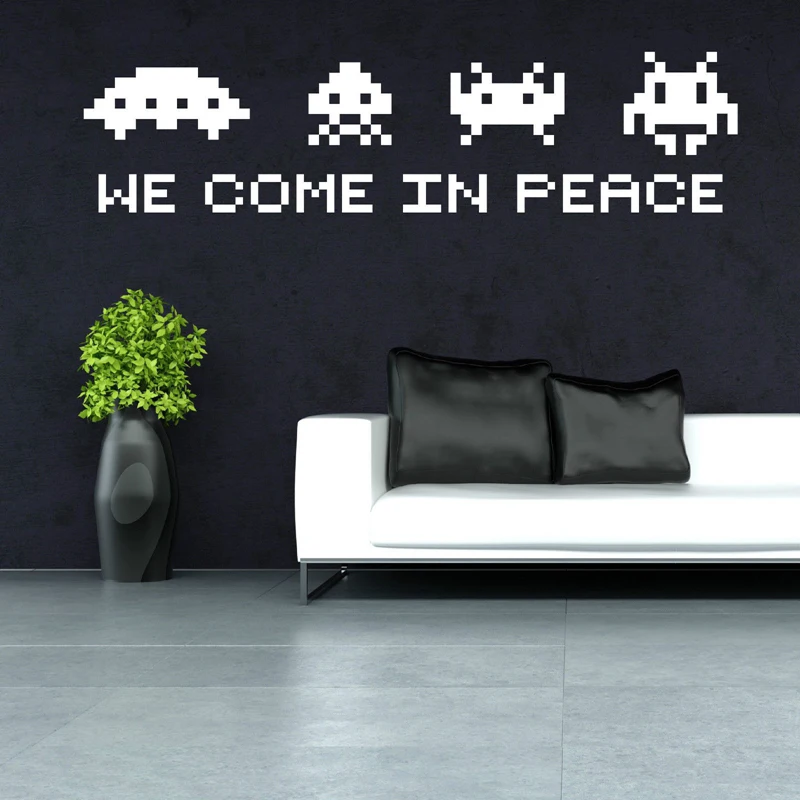 SPACE INVADERS настенное искусство Мы пришли в мир ретро виниловая наклейка на стену