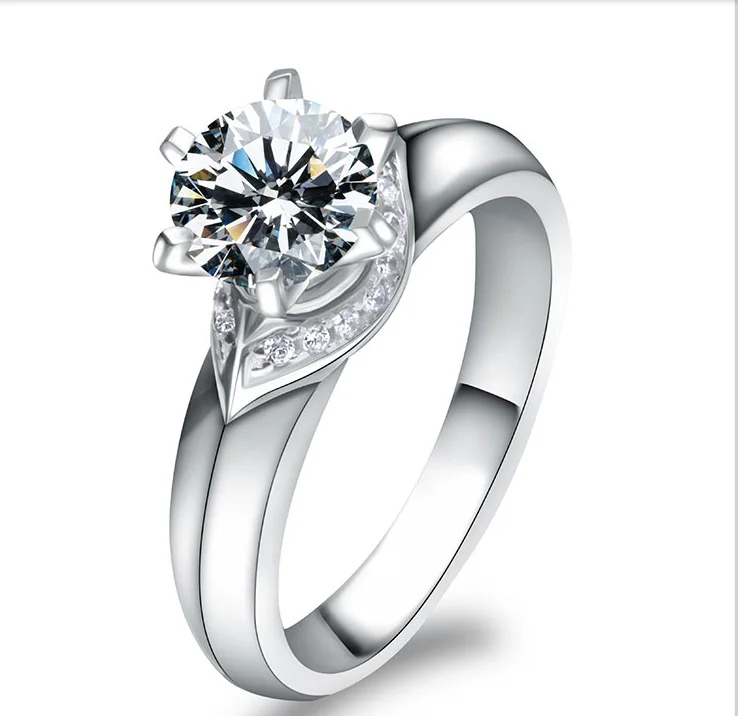 

Antique 1Ct Diamond Ring Sparkly Jewelry Solid Platinum 950 Engagement Ring Romantic Prmoise Ring