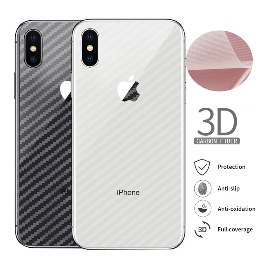 

5Pcs/lot Full Cover Carbon Fiber Screen Protector For iPhone X XS Max XR 6 6s 7 8 Plus Anti-Fingerprint Back Sticker