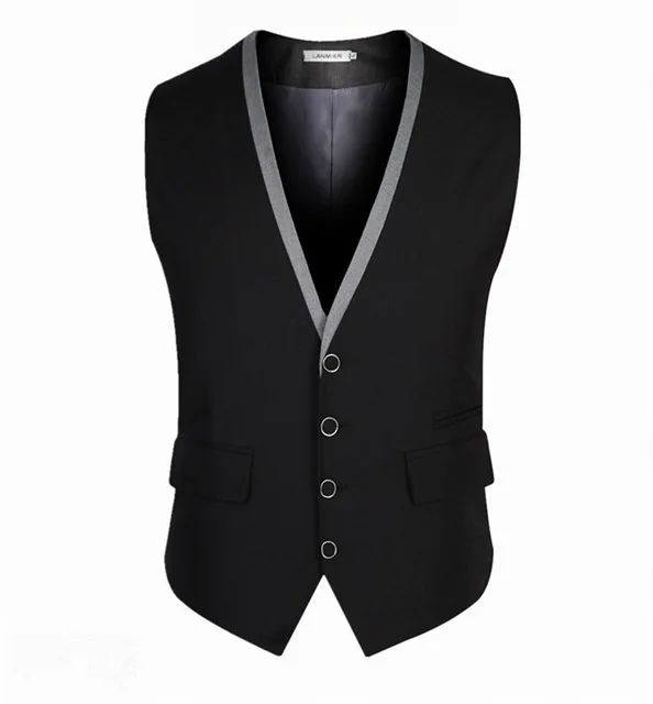 

New Design Colete Social Black And Silver Suit Vests For Men Slim Fit Men Wedding Prom Party Waistcoats Custom Made X-6XL