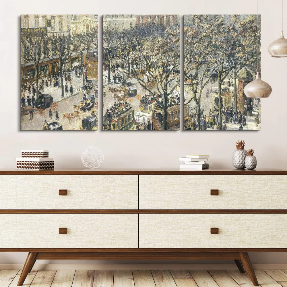 Камилла Писсарро 3 панели всемирно известная картина Репродукция на холсте