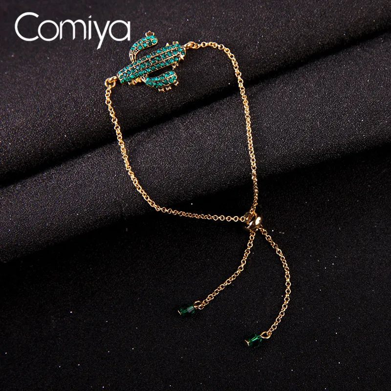 Женские браслеты Comiya золотистого цвета длинные звенья цепочка Feminino стеклянный
