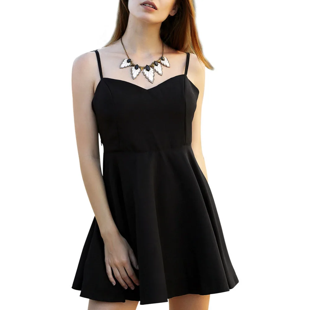 

Women Casual Dress Black Sexy Hollow Lace Angel Wing Sling Dresses Summer