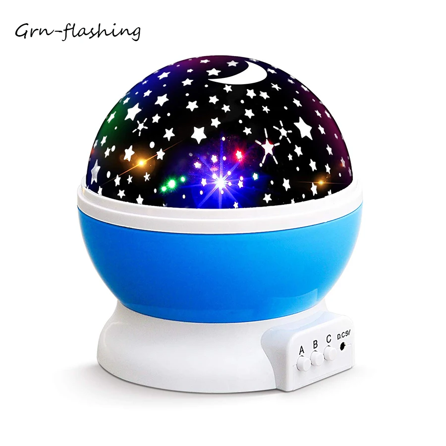 

NEW GENERATION Baby Night Lights for kids Starry Rotating Moon Stars Projector 9 Colors Options Romantic USB 5V Night Lighting