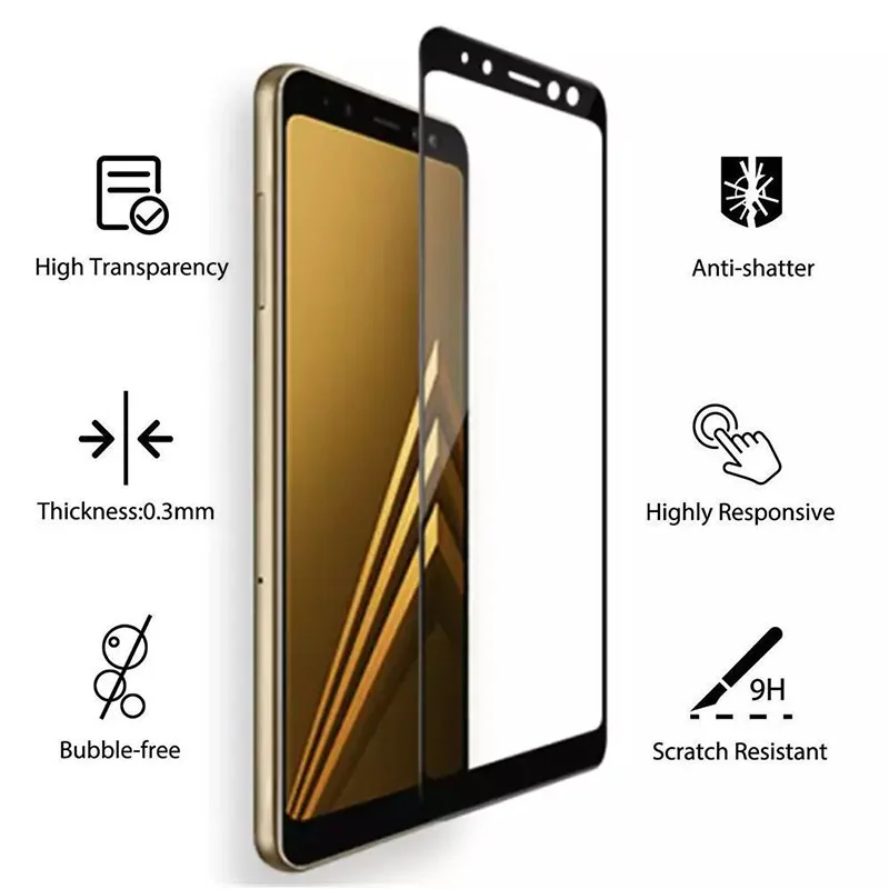Чехол из закаленного стекла для Samsung A5 A6 A3 Plus A8 2018 2017 2016 Защитное стекло экрана Galaxy