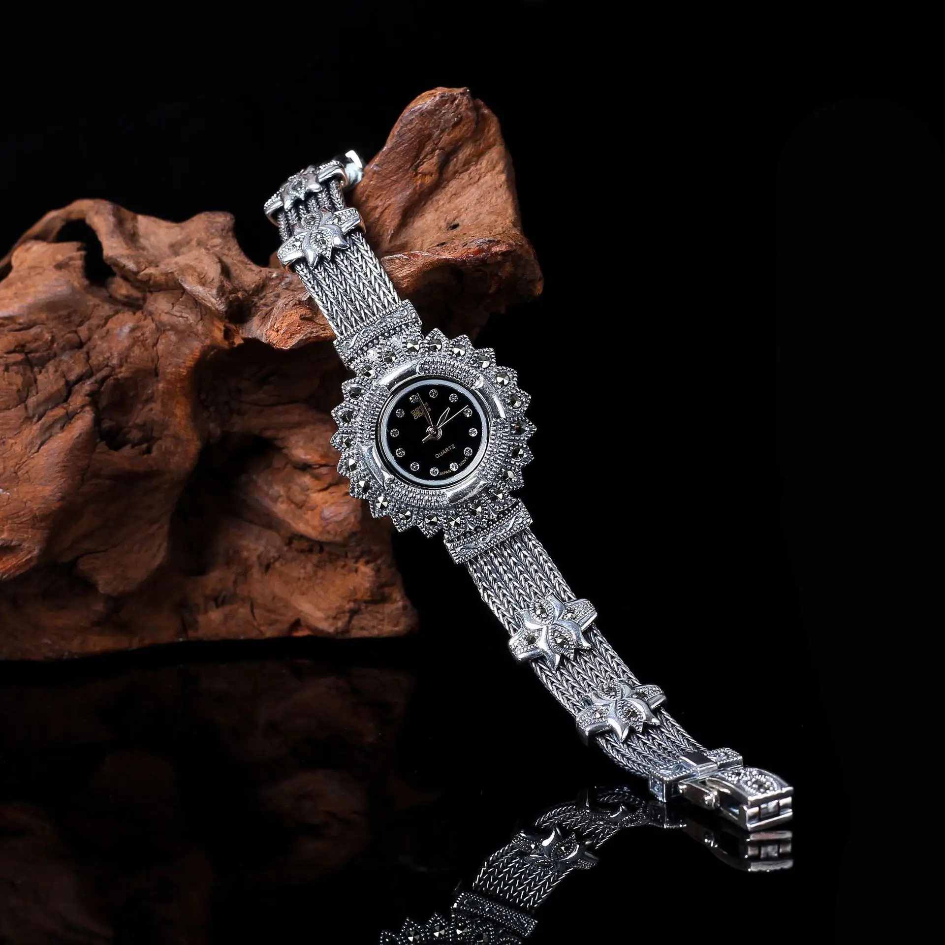 

Ретро Серебряные товары, тайское серебро, оптовая продажа, Серебро S925 пробы, ювелирные изделия для женщин, изящные часы, браслет