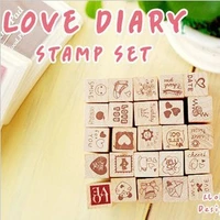 south korea stationery cute diary decoration stamp childrens toys cartoon wood stamps 25set