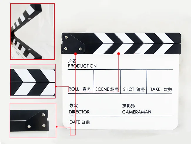 Акриловая Хлопушка Nwe с ручкой как на китайском так и английском черная белая