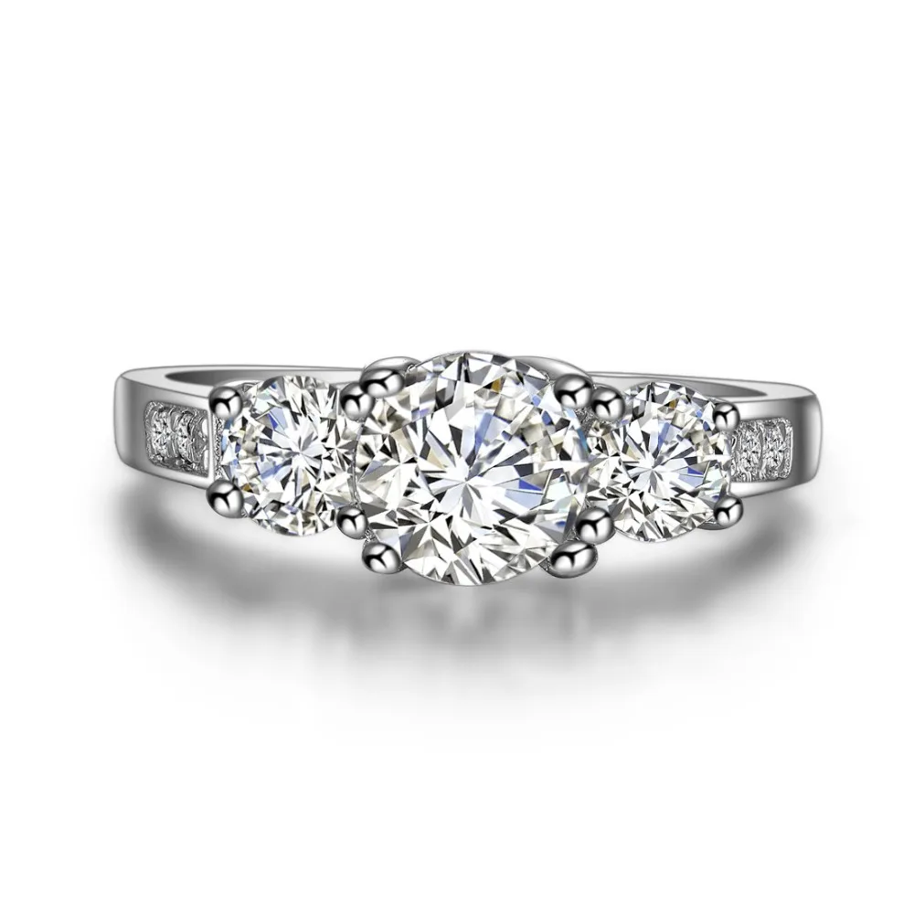 Сопровождение 3 камней 1.7CTW Тест Положительный Moissanite АЛМАЗНОЕ КОЛЬЦО тест