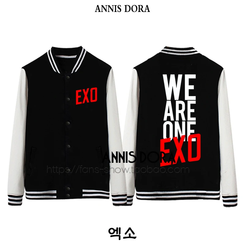 EXO we are one logo kris D.O. baekhyun sehun chanyeol хлопковая флисовая бейсбольная куртка | Мужская