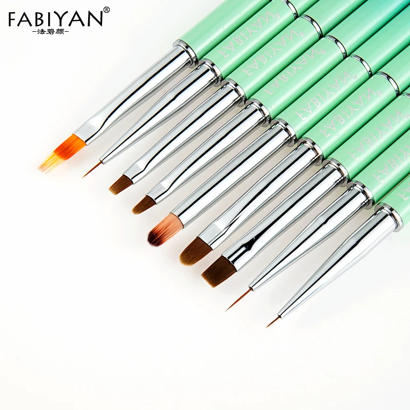 

9 Tyle Detachable Nail Art Line Pen Flat Round Liner Painting Flower Brush Carving Blue Gradient Drawing Builder Manicure Tools
