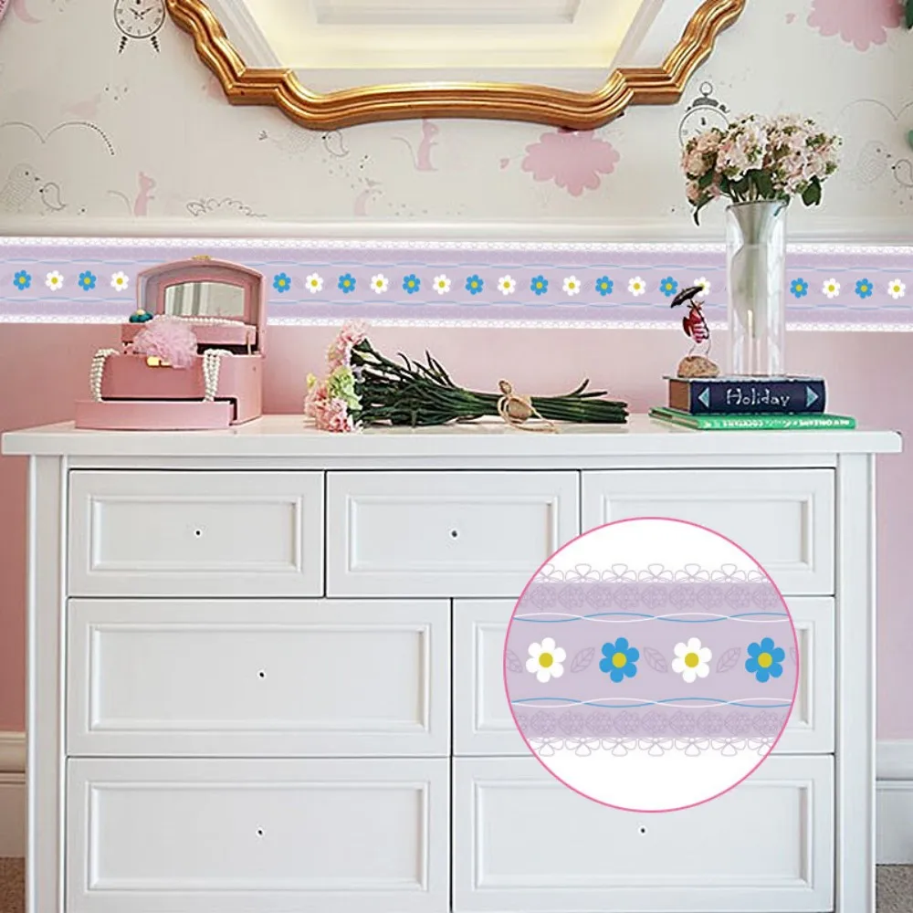 

CreativeWallpaper Baseboard Гостиная Ванная комната синие белые цветы боковая сторона шаблон талии наклейки на стену YX017