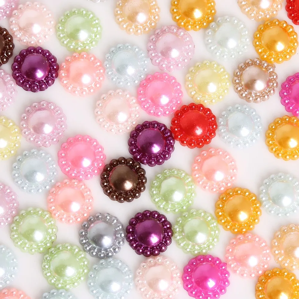 50 шт. Смешанные Круглые 12 мм жемчужные украшения из смолы плоская задняя часть