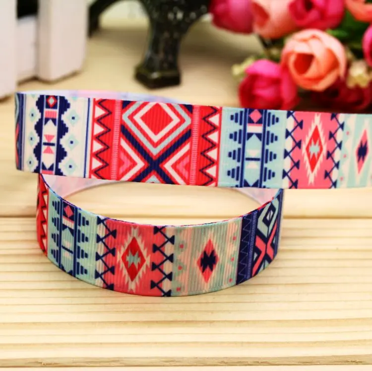 

7/8inch Free Shipping Tribal Printed Grosgrain Ribbon Hairbow Headwear Party Decoration Diy Wholesale OEM 22mm P5776