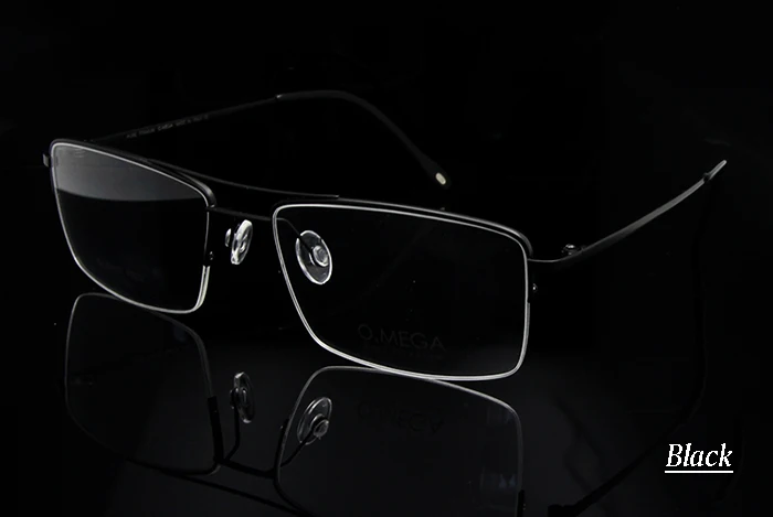Titanium glass Black Высококачественная оправа для очков из чистого титана, мужские оправа для очков с полуоправой, очки для пилота по рецепту, прозрачные линзы - Цвет оправы: Titanium glass Black