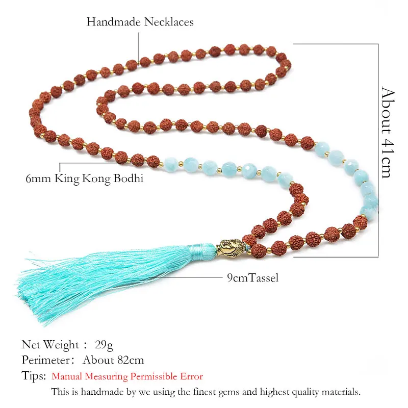 Balibali 2018 Модное Длинное Ожерелье с кисточками натуральный камень Rudraksha бисерные