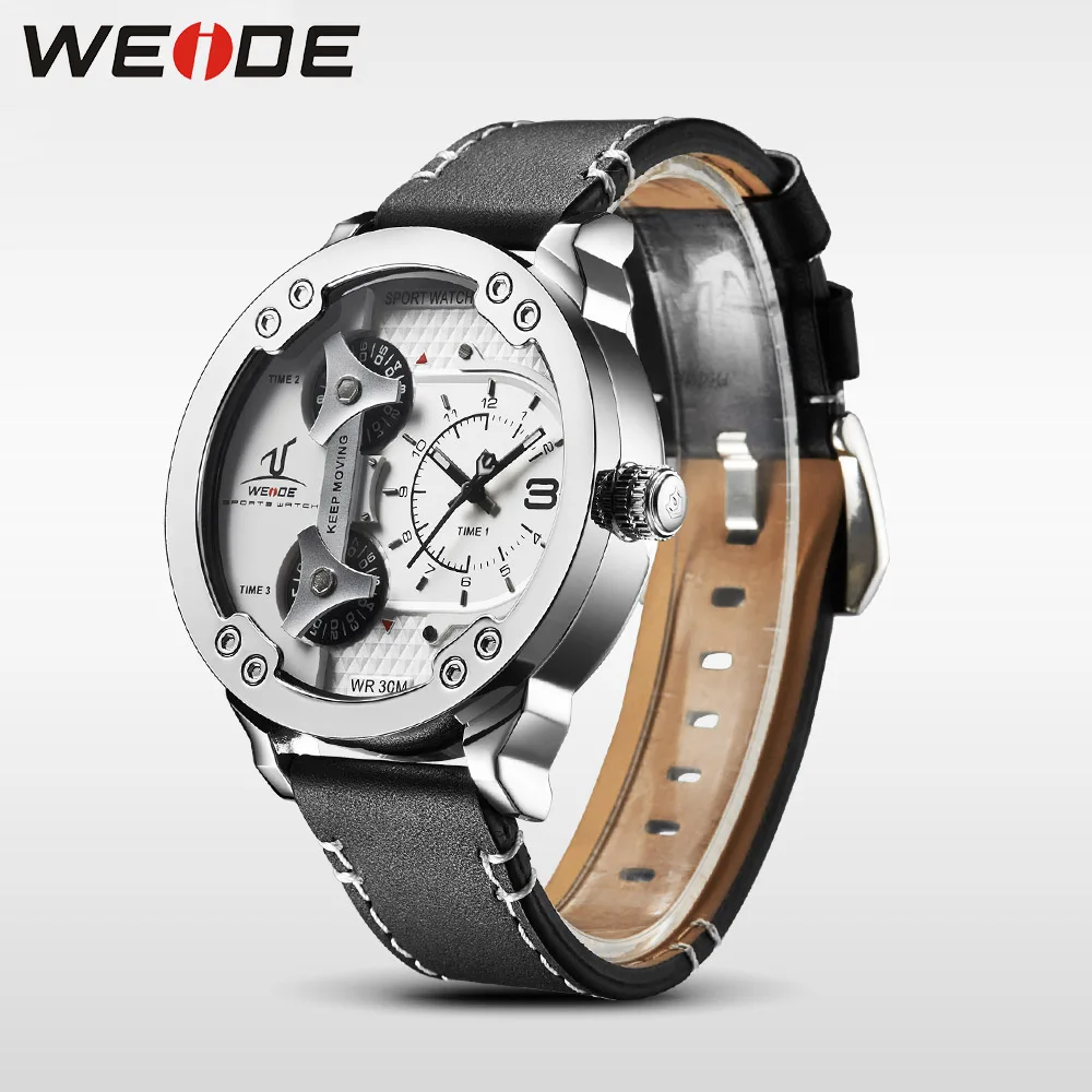 Weide часы Роскошные Кварцевые мужские белые спортивные электронные кожаные